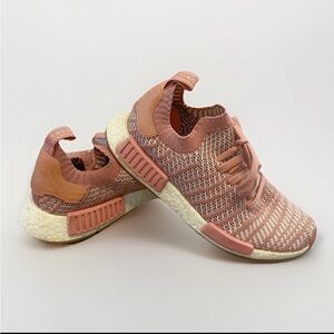 Adidas NMD R1 Womens Size 8 Pink White Athletic Running Walking Shoes Sneakers
